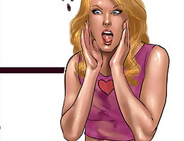 Comic porn cartoons. Awesome toon girl pull down her dresses and take black cock