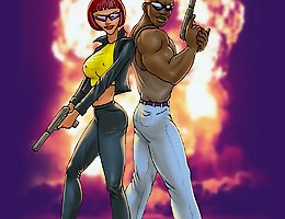 Interracial nude cartoons with couple and their criminal and sex escapades